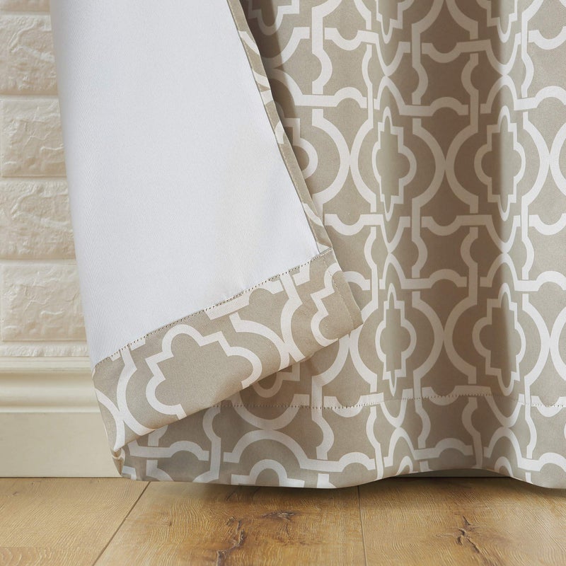 Sun Zero Barnett Trellis Blackout Grommet Curtain Panel, 40" x 84", Taupe - Image 4